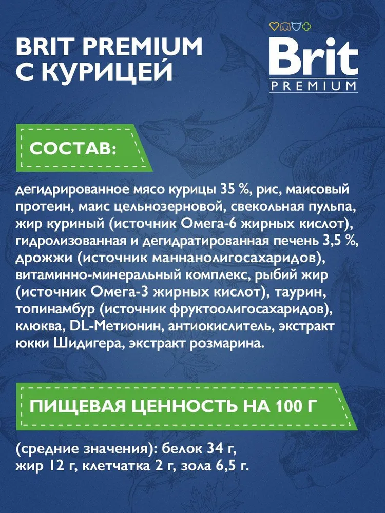Brit Premium Cat Sterilised для стерилизованных кошек и кастрированных котов