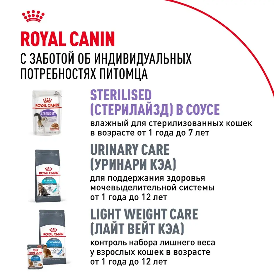 Royal Canin Sterilised пауч для стерилизованных кошек (кусочки в желе)