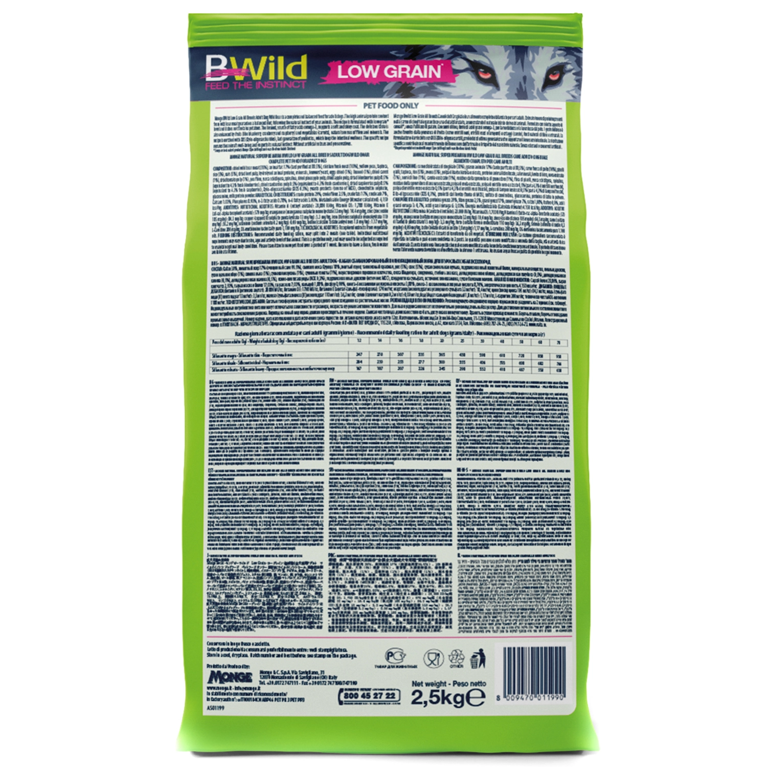 Monge Bwild Dog Low Grain низкозерновой корм из мяса дикого кабана для взрослых собак всех пород