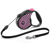 Triol поводок-рулетка Flexi Joy Geometry Pink S до 20 кг (5м трос)