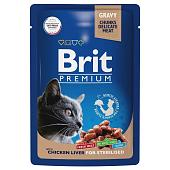 Brit Premium пауч для стерилизованных кошек и котов (кусочки в соусе) (Куриная печень, 85 г.)