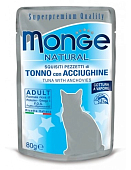 Monge Cat Natural пауч для кошек (кусочки в желе) (Тунец и анчоусы, 80 г.)