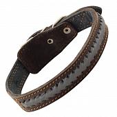 Гамма ошейник кожаный двойной "Коса со светоотражающими элементами"