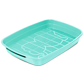 Гамма туалет для кошек леопольд с сеткой (34 х 26 х 5 см.Бирюзовый)