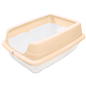 Гамма туалет для кошек Пушок высокий борт (45,5 х 35 х 19 см.Бежевый)