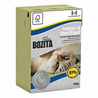 Bozita Feline Indoor & Sterilised консервы для кошек домашних и стерилизованных (кусочки в желе)