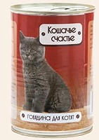 Кошачье счастье консервы для котят (кусочки в желе)