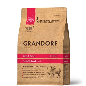 Grandorf Lamb & Turkey Medium корм для взрослых собак средних пород