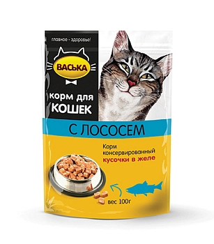 Васька пауч для кошек (кусочки в желе)