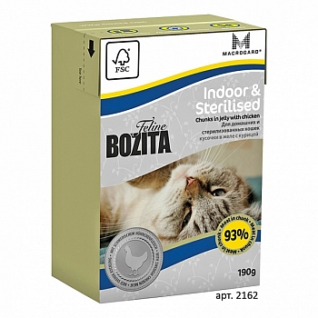Bozita Feline Indoor & Sterilised консервы для кошек домашних и стерилизованных (кусочки в желе)