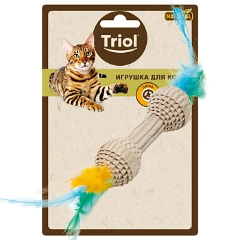 Triol игрушка Natural "Гантель с перьями" из гофрокартона для кошек