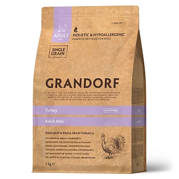 Grandorf Turkey & Rice Mini индейка с рисом корм для взрослых собак мелких пород
