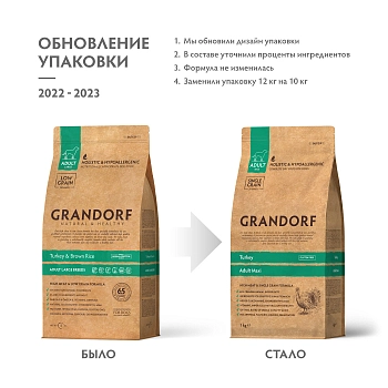 Grandorf Turkey & Rice Maxi корм для взрослых собак крупных пород