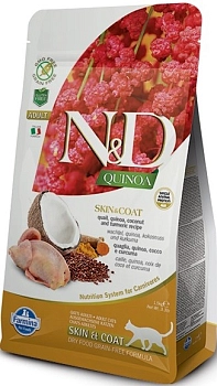 Farmina N&D Cat Quinoa Skin&Coat корм для кошек для кожи и шерсти