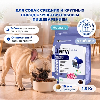 Jarvi сухой полнорационный корм для взрослых собак средних и крупных пород с чувств. пищеварением