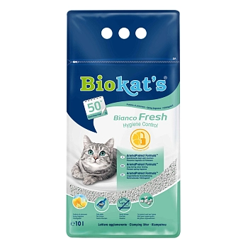 BIOKAT'S Bianco Fresh наполнитель минеральный комкующийся весенний аромат