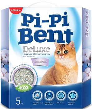 Pi-Pi-Bent DeLuxe "Чистый хлопок" наполнитель минеральный комкующийся