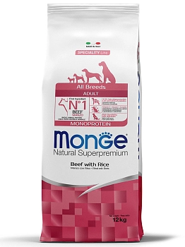 Monge Dog Monoprotein All Breeds Beef and Rice корм для собак всех пород с говядиной