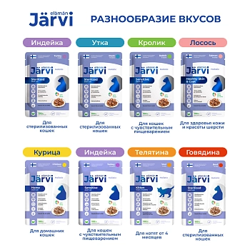 Jarvi пауч для кошек с чувствительным пищеварением (кусочки в соусе)