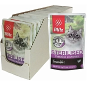Blitz Sensitive Sterilised пауч для взрослых кошек (кусочки в соусе)