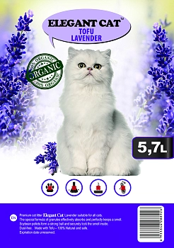 Elegant Cat наполнитель растительный комкующийся Tofu Purple Lavander