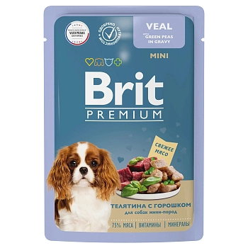 Brit Premium пауч для взрослых собак мини пород (кусочки в соусе)