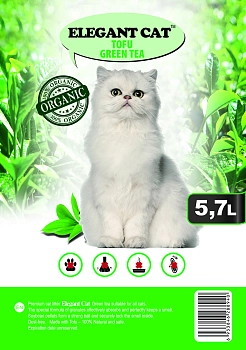 Elegant Cat наполнитель растительный комкующийся Tofu Green Tea