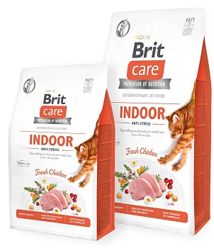 Brit Care Cat GF Indoor Anti-stress корм для взрослых домашних кошек "Антистресс"
