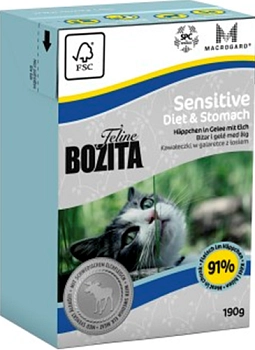 Bozita Sensitive Diet & Stomach консервы для кошек с чувствительным пищеварением (кусочки в желе)
