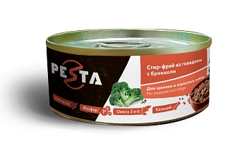 Pesta "Стир-фрай из говядины с брокколи" консервы для щенков и собак всех пород
