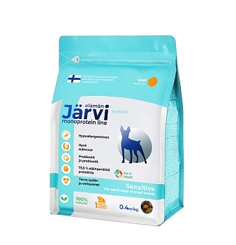 Jarvi сухой монопротеиновый полнорационный корм для взрослых собак мелких пород с чув. пищеварением