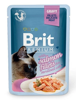 Brit Premium пауч для стерилизованных кошек и котов (кусочки в соусе, 85гр.)