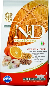 Farmina N&D Low Grain Cat Codfish&Orange корм для взрослых кошек