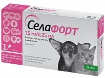 Селафорт защита от внешних и внутренних паразитов для кошек и собак менее 2,5 кг.