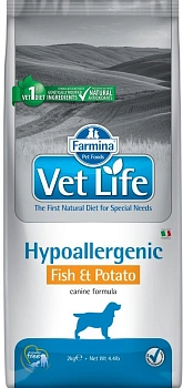 Vet Life Dog Hypoallergenic корм для собак при пищевой аллергии
