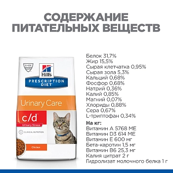 Hill's Prescription Diet c/d Urinary Stress для кошек диета при МКБ