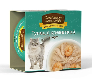 Деревенские лакомства консервы для кошек (кусочки в соусе)