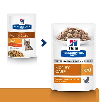 Hill's Prescription Diet k/d Kidney Care пауч для кошек диета для поддержания здоровья почек