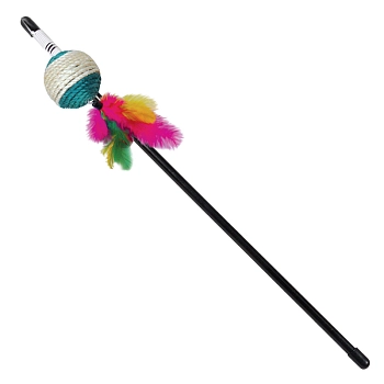 Triol В028 удочка-дразнилка "Шар сизалевый" с перьями