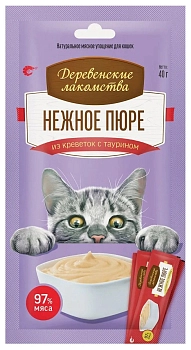 Деревенские лакомства "Нежное пюре" лакомство для кошек (4х10 г.)