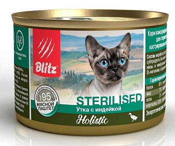 Blitz Sterilised консервы для стерилизованных кошек (паштет)