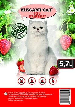Elegant Cat наполнитель растительный комкующийся Tofu Red Strawberry