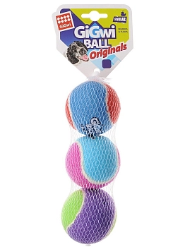 GiGwi игрушка для собак мяч с пищалкой теннисные 3 шт