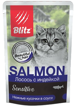 Blitz Sensitive пауч для взрослых кошек (кусочки в соусе)