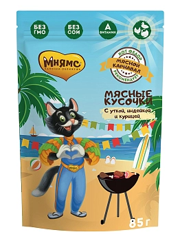 Мнямс "Мясной карнавал" пауч для взрослых кошек (кусочки в соусе)