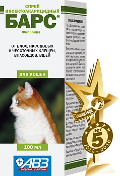Барс Спрей от блох и клещей для кошек