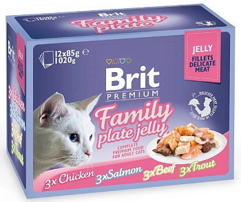 Набор паучей для кошек Brit Family Plate Jelly Семейная тарелка (кусочки в желе), 12x85 г