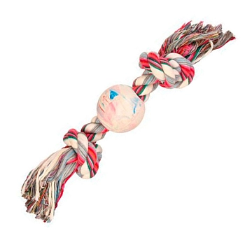 Trixie игрушка для собак веревка с 2-мя узлами и мячом