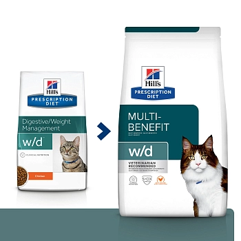 Hill's Prescription Diet w/d Digestive/Weight Management корм для кошек диета при сахарном диабете