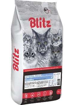 Blitz Sterilised Cat для стерилизованных кошек и кастрированных котов